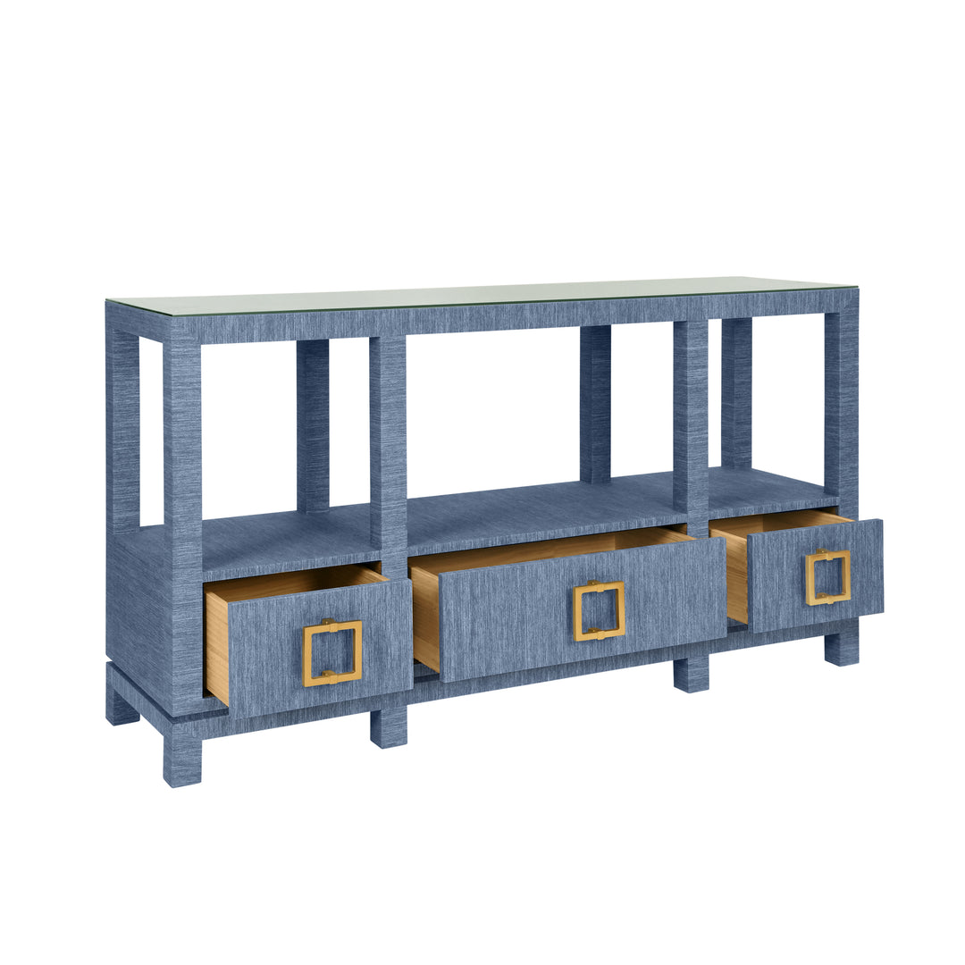 Blue Grasscloth Console
