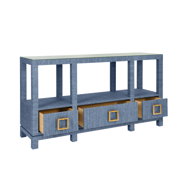 Blue Grasscloth Console