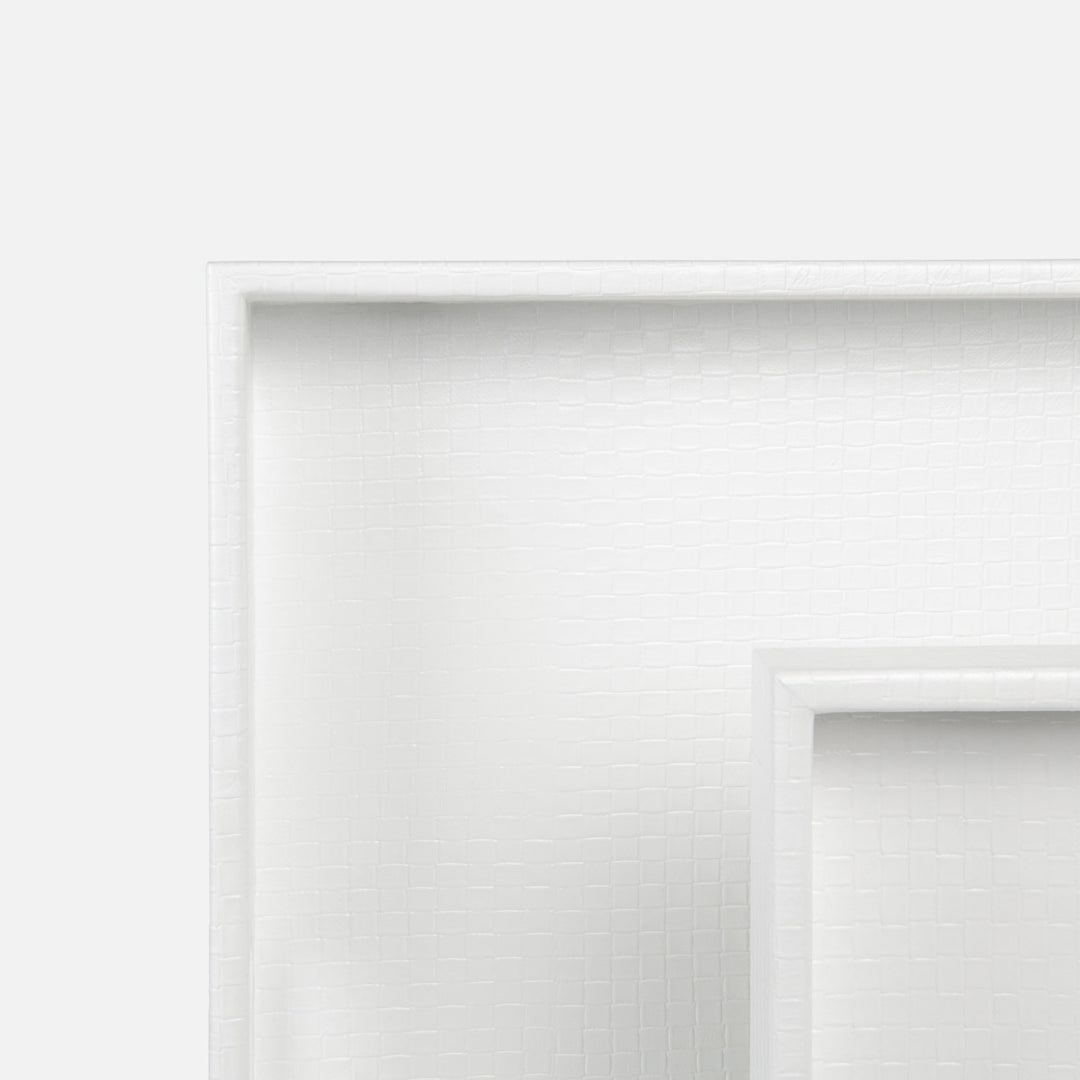 White Basketweave Faux Leather Tray