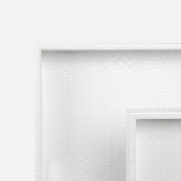 White Basketweave Faux Leather Tray