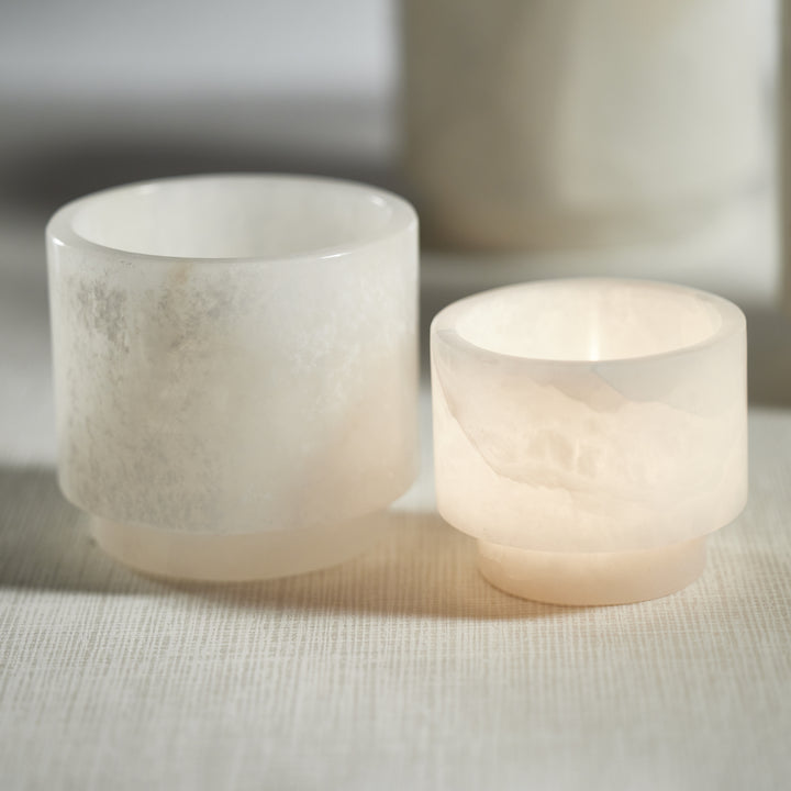 Yasmeen Polished Alabaster Stone Candle Holder