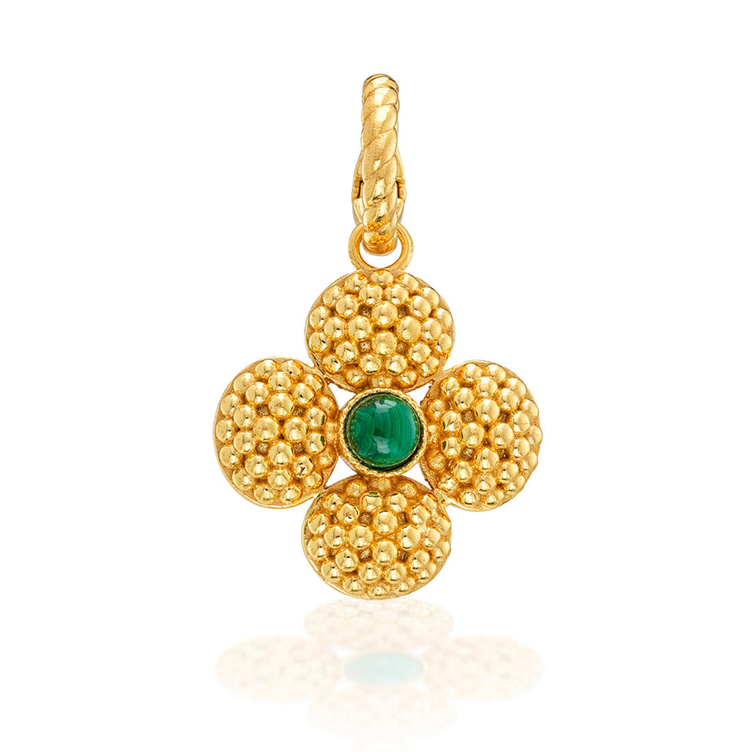 Berry Clover Double Sided Pendant- Malachite