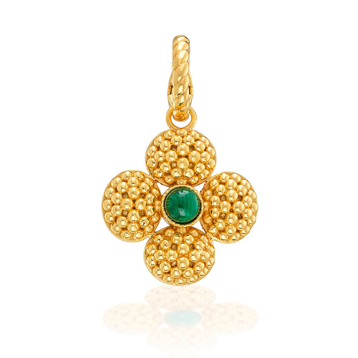 Berry Clover Double Sided Pendant- Malachite