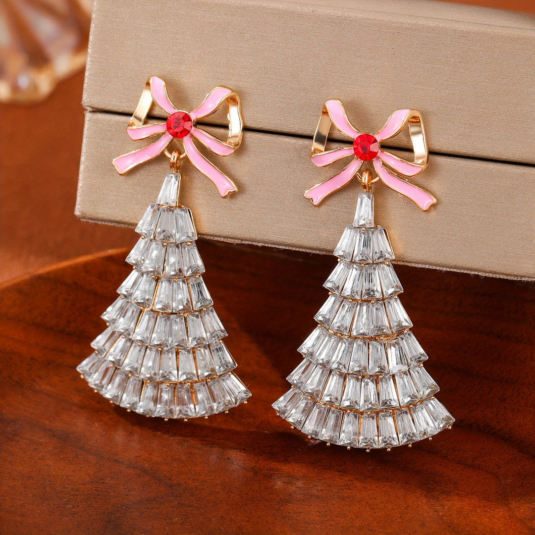 Rhinestone Christmas Tree Earrings