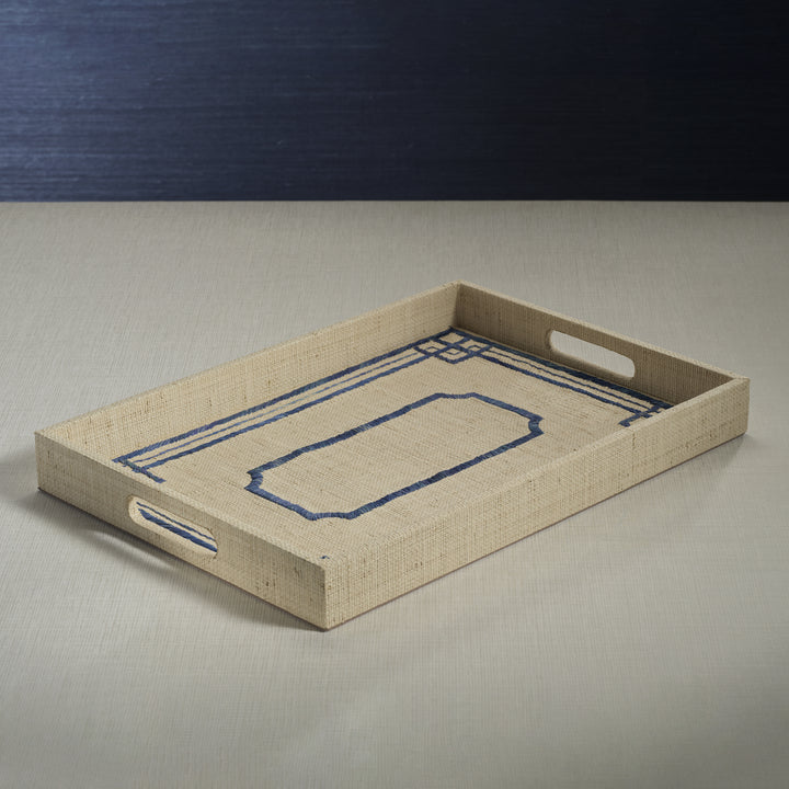 Pattern Lagoon Natural Fiber Raffia Serving Tray