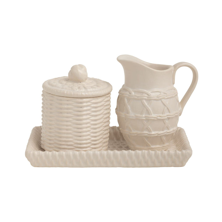 Woven Stoneware Cream &amp; Sugar Set