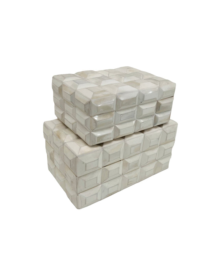 White Geometric Cubic Box - Small
