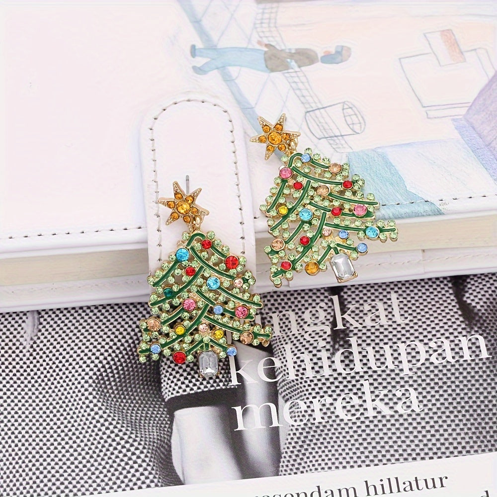 Jeweled Christmas Tree Earrings