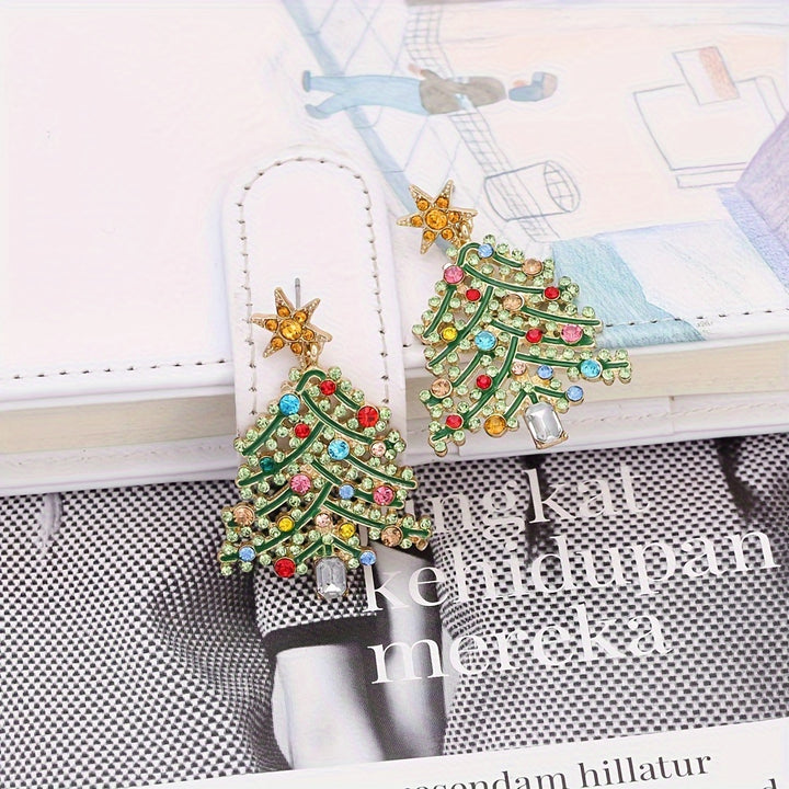 Jeweled Christmas Tree Earrings