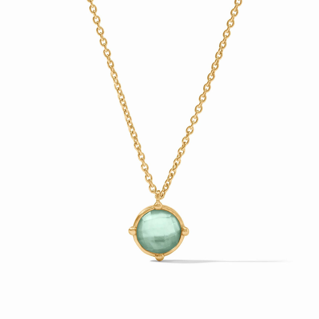 Honeybee Solitaire Necklace- Iridescent Aquamarine Blue