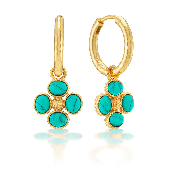 Berry Clover Hoop Earrings with Double Sided Charm