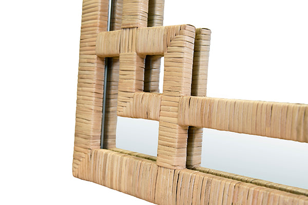 Greek Key Rattan Wrapped Mirror