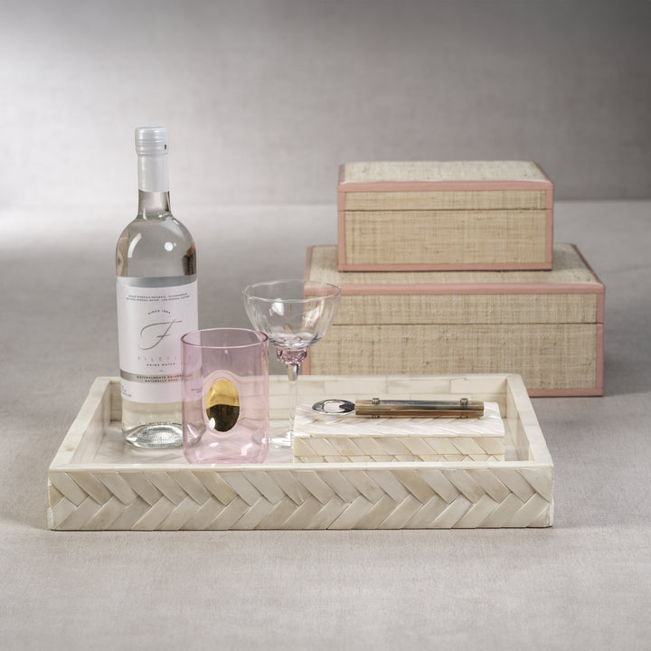 Bone Braided Tray White