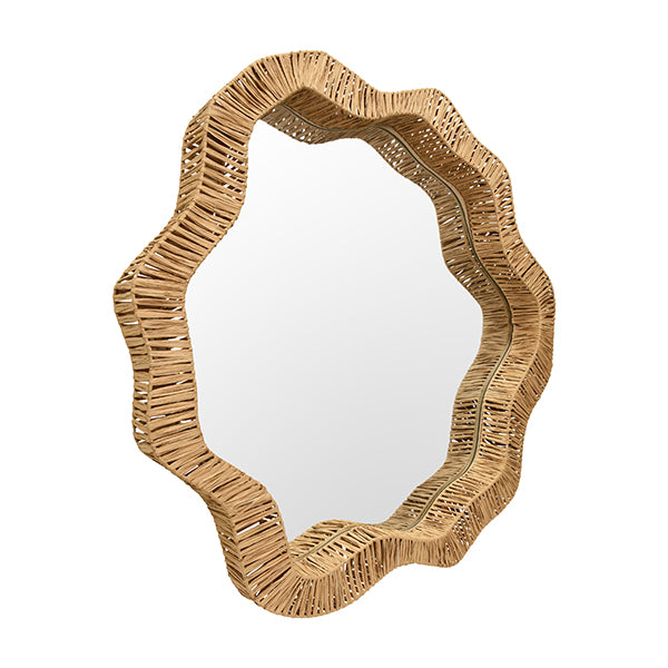 Organic Shaped Rattan Mirror