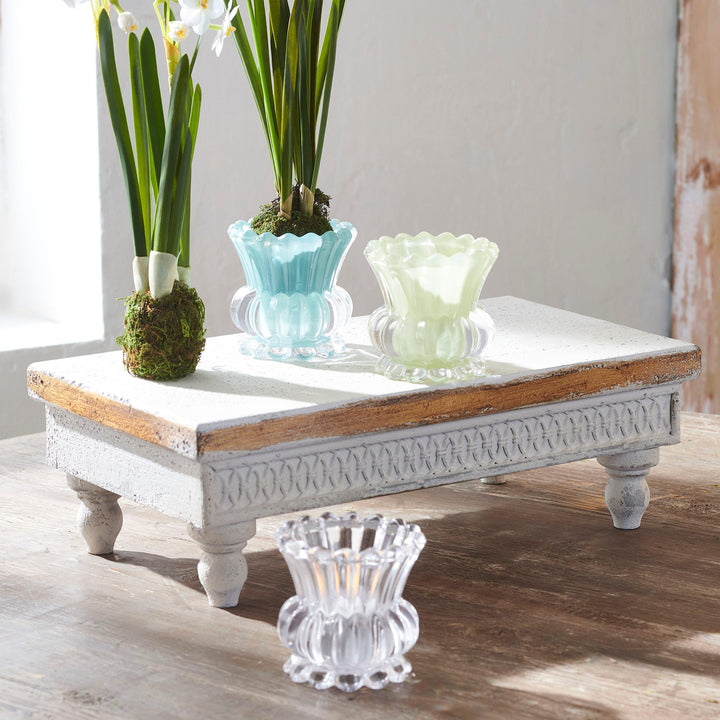 Ruffle Glass Candleholder Pair