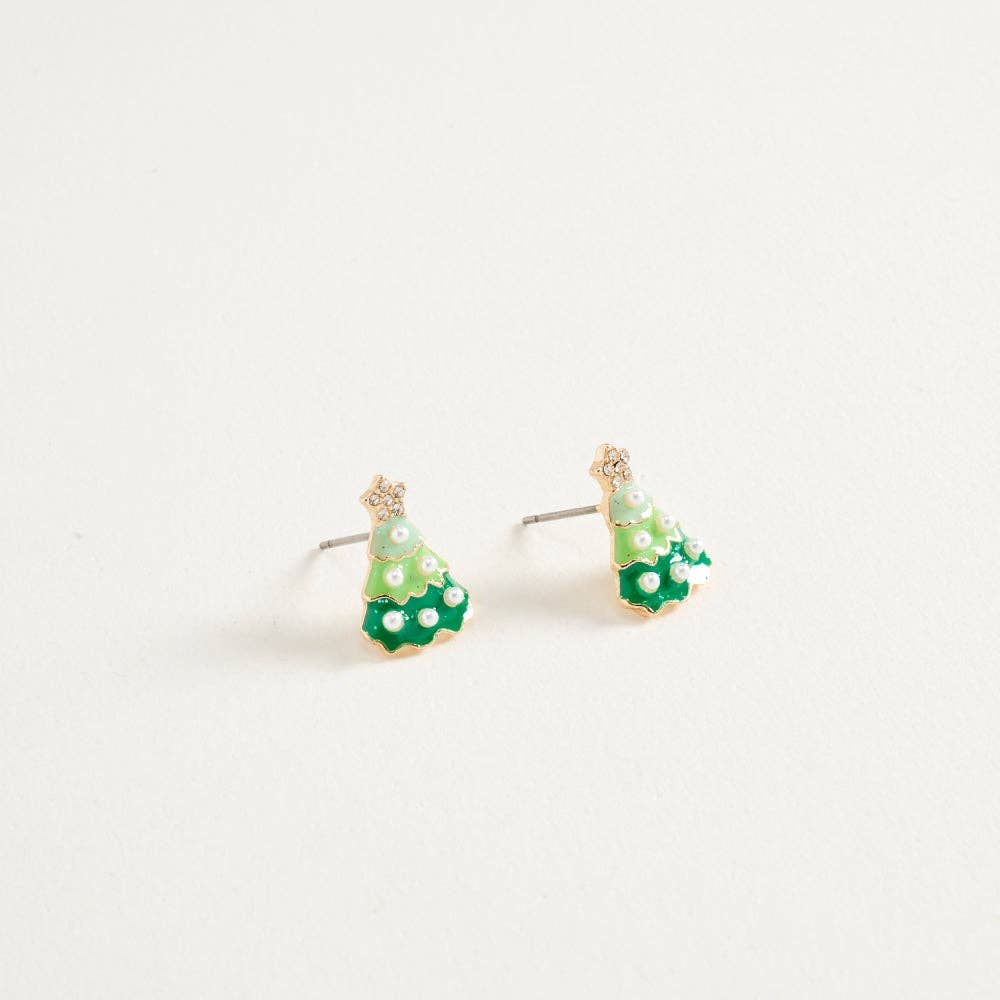 Green Ombre Christmas Tree Earrings