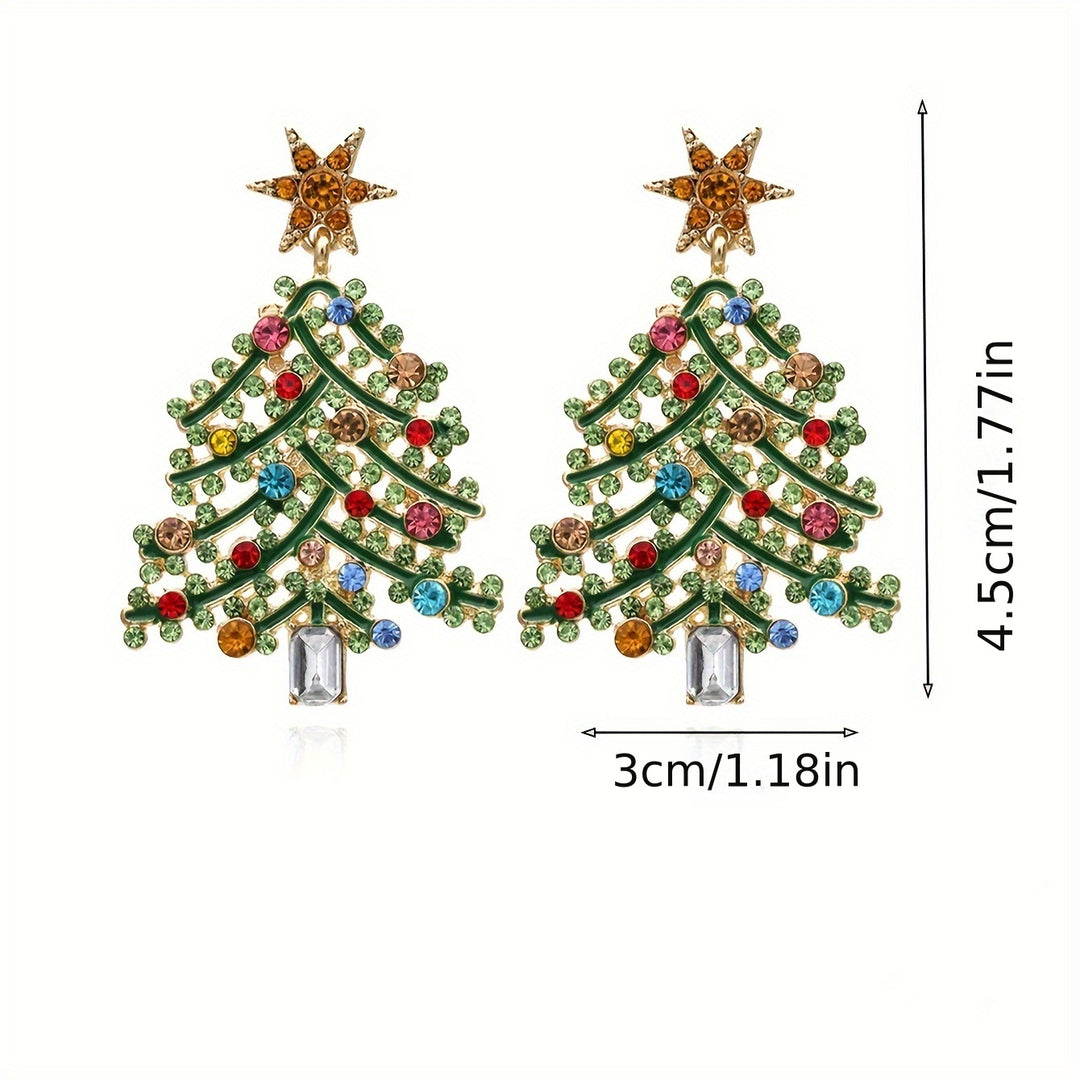 Jeweled Christmas Tree Earrings