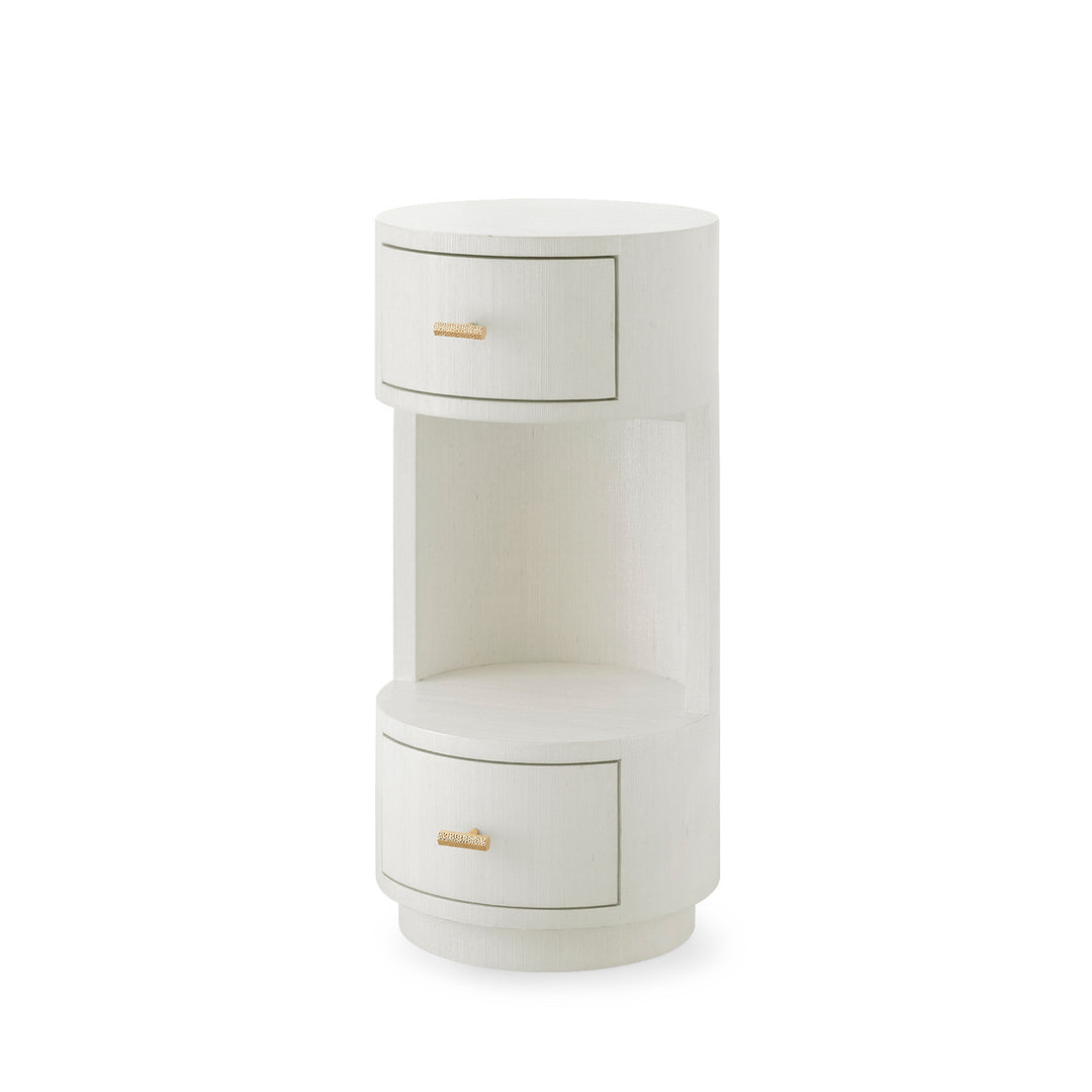 Aaron 2-Drawer Side Table with Glass Top-Sand White