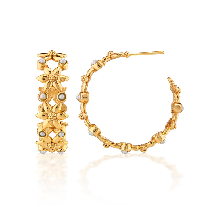 Jasmine Hoop Earrings - Pearl White