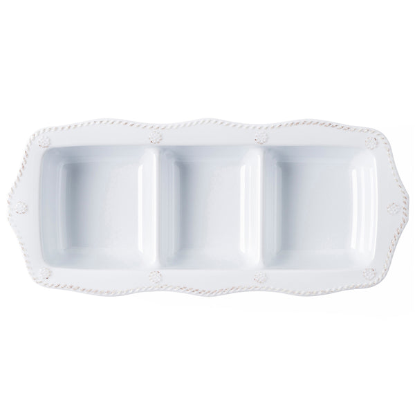 Berry &amp; Thread Whitewash Melamine Triple Section Server