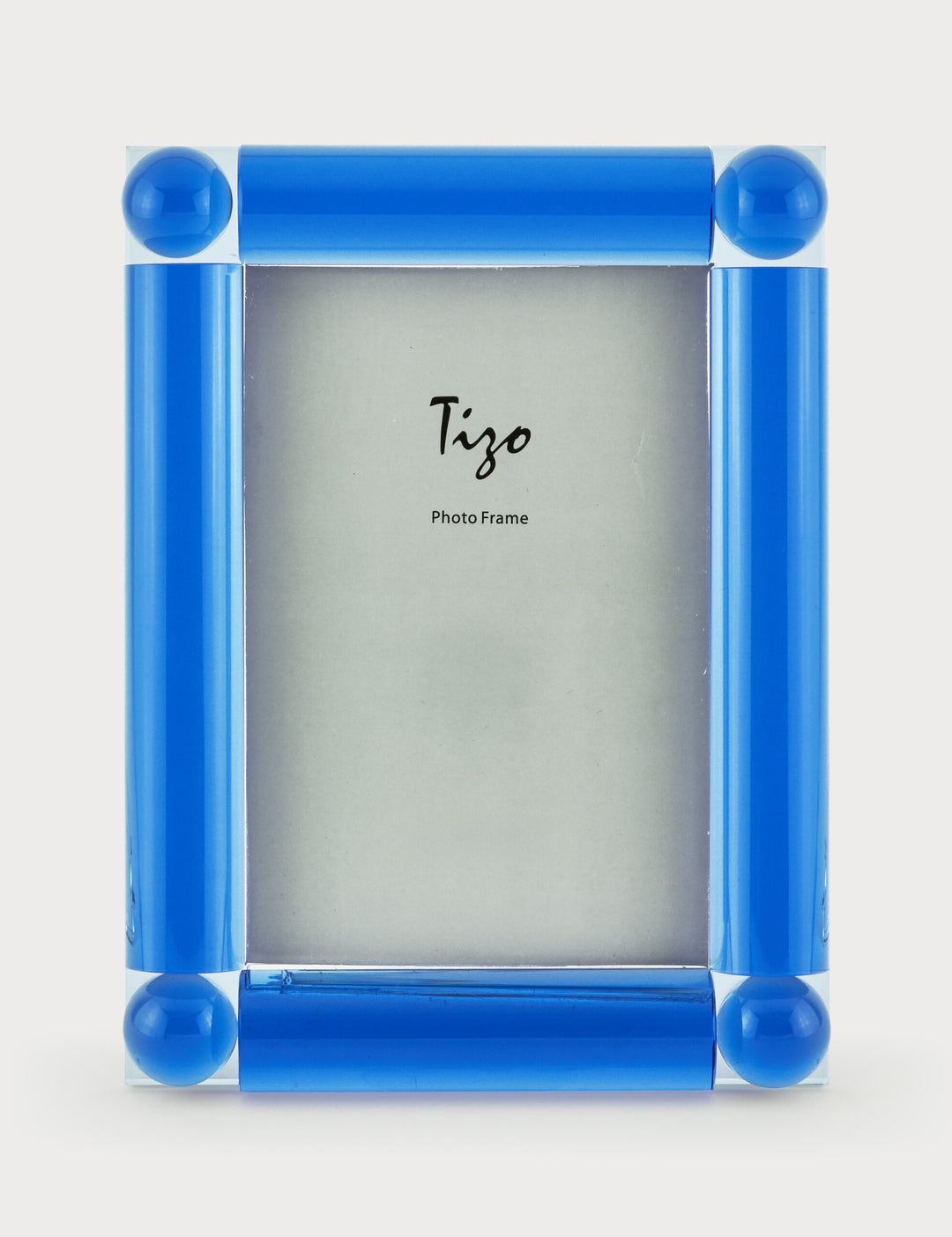 4x6 Crystal Glass Frame 4 Corner Ball Blue