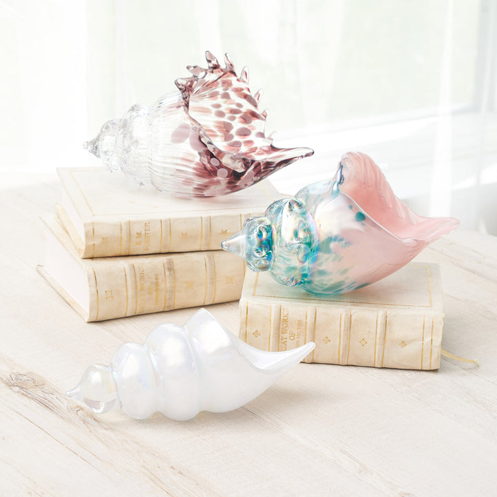Clear &amp; Speckled Glass Conch