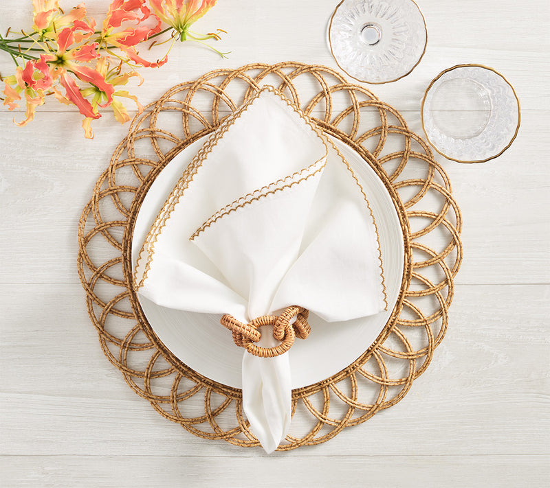 Rattan Link Napkin Ring in Natural- Set of 4