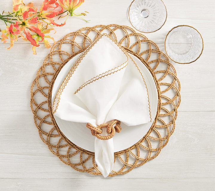 Rattan Link Napkin Ring in Natural- Set of 4