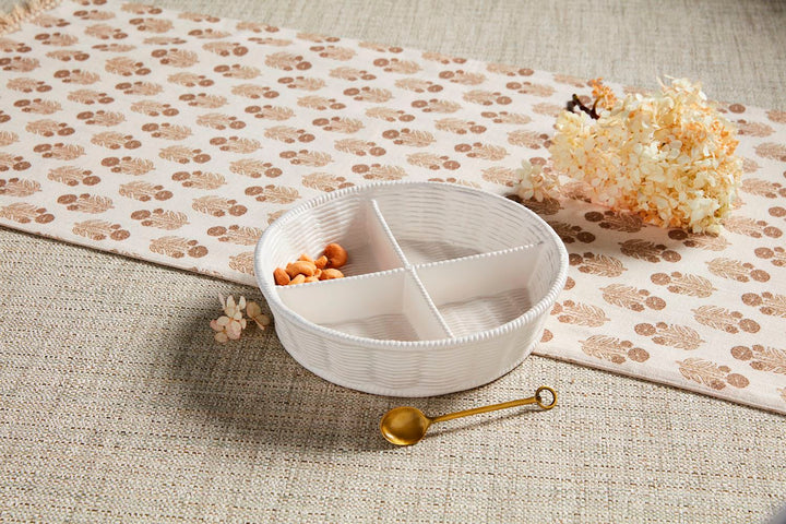 2 Piece Woven Stoneware Tidbit Server Set
