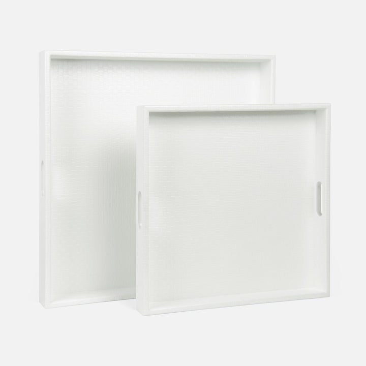 White Basketweave Faux Leather Tray