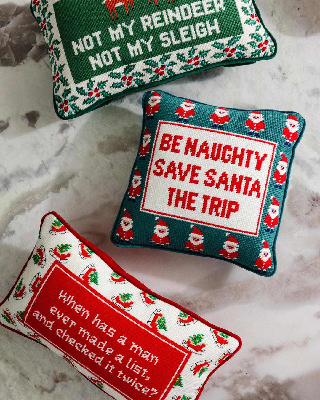 Be Naughty Needlepoint Pillow