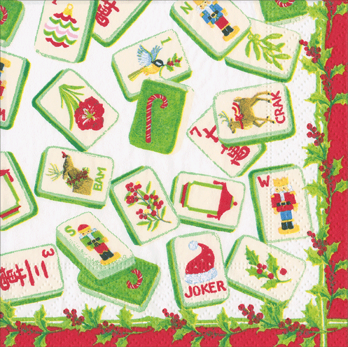 Christmas Mahjong Cocktail Napkins
