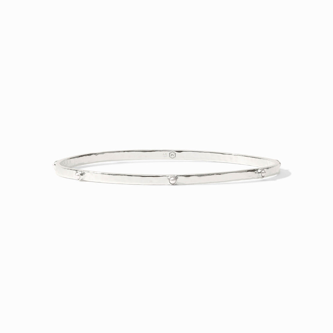Crescent Stone Bangle Silver Pearl Med