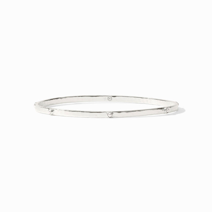 Crescent Stone Bangle Silver Pearl Sm