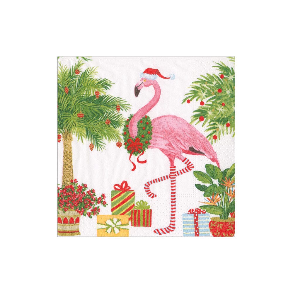 Christmas Flamingos Cocktail Napkins