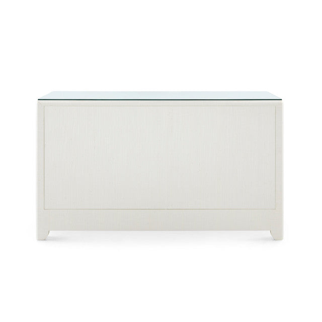 Gianna Extra Large 6-Drawer Dresser with Glass Top-Sand White