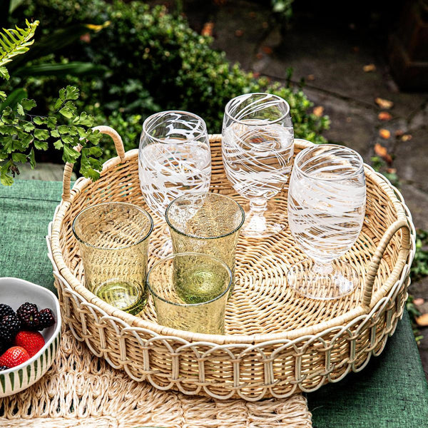 Provence Rattan Whitewash Round Tray
