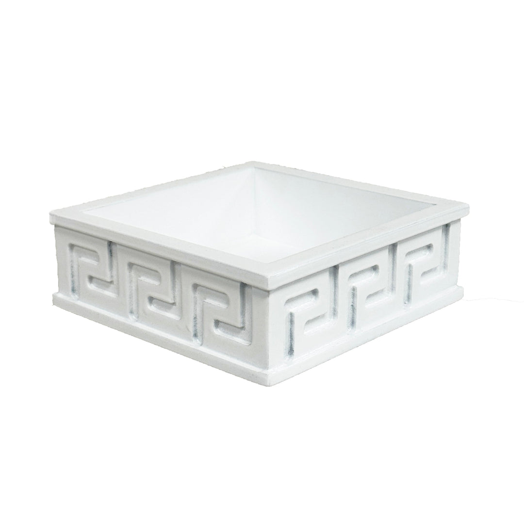 Lacquer Greek Key Napkin Holder-White