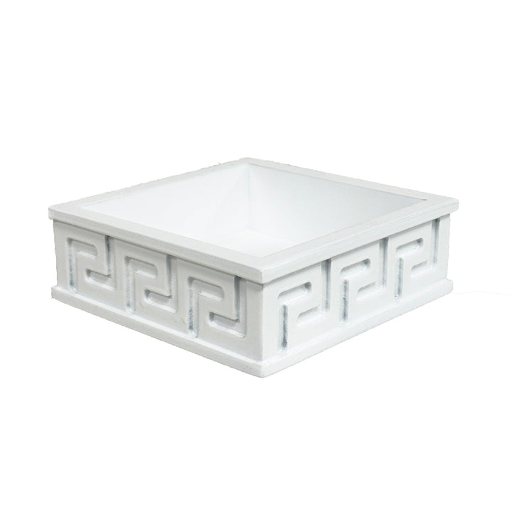 Lacquer Greek Key Napkin Holder-White