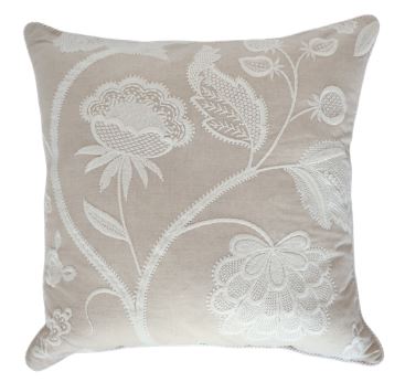 Kensington Embroidery Pillow-Flax