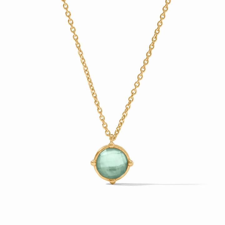 Honeybee Solitaire Necklace- Iridescent Aquamarine Blue