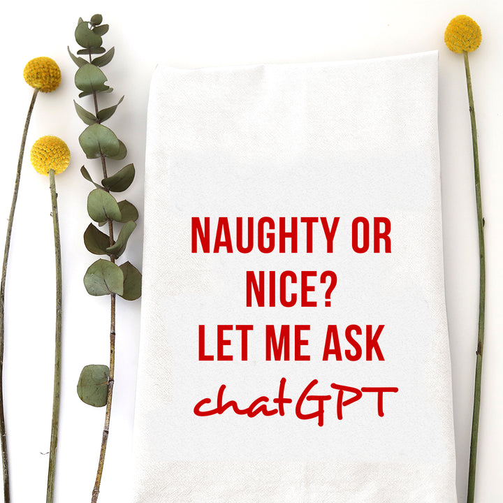 Naughty or Nice Tea Towel