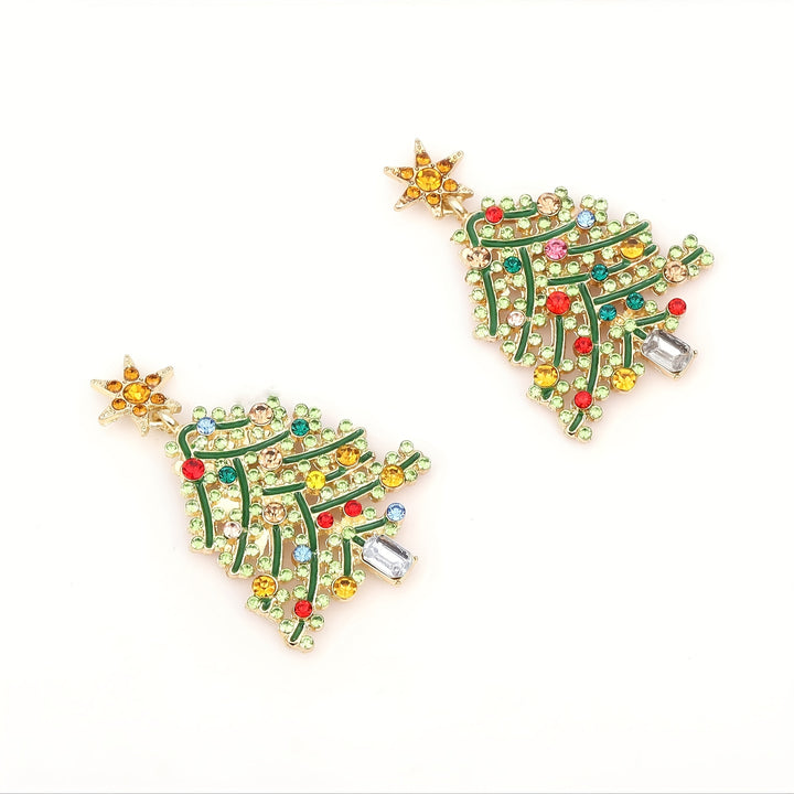 Jeweled Christmas Tree Earrings