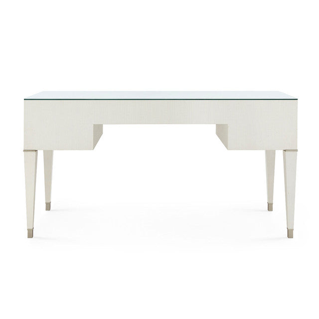Morris Desk with Glass Top-Sand White