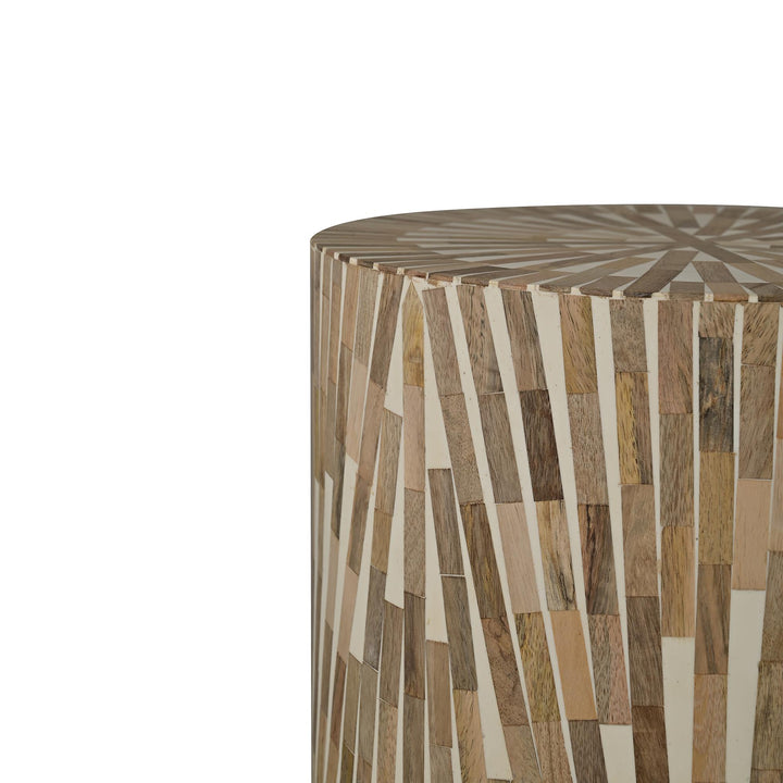 Mango Wood &amp; Resin Inlaid Side Table