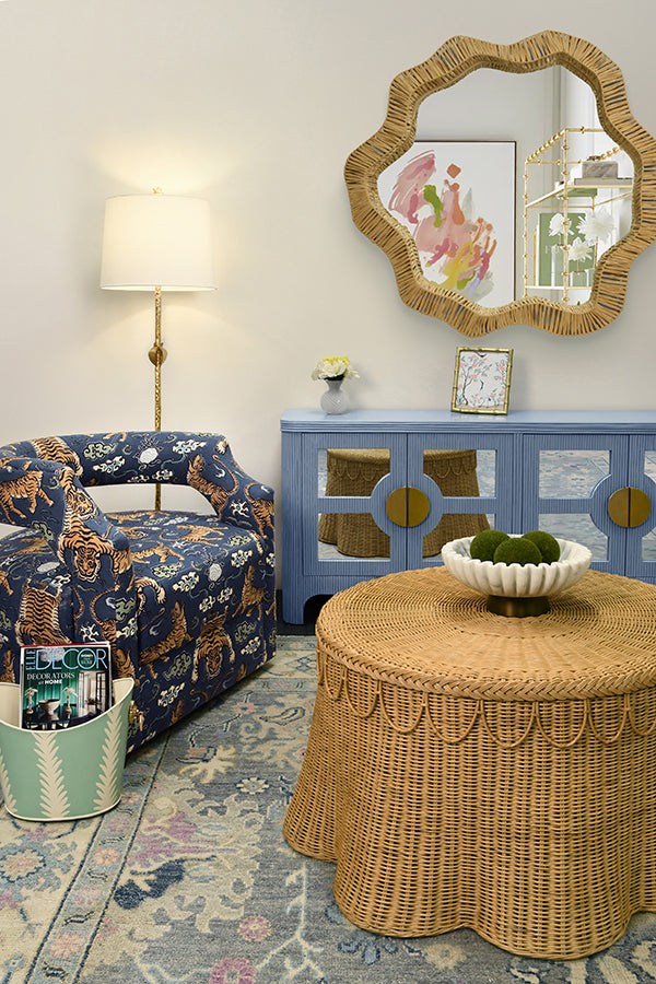 Organic Shaped Rattan Mirror