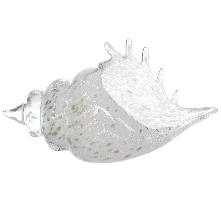 Clear &amp; Speckled Glass Conch
