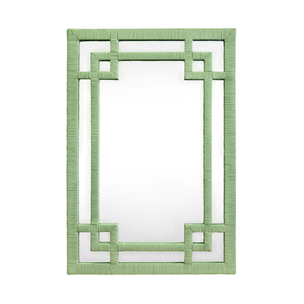 Greek Key Rattan Wrapped Mirror
