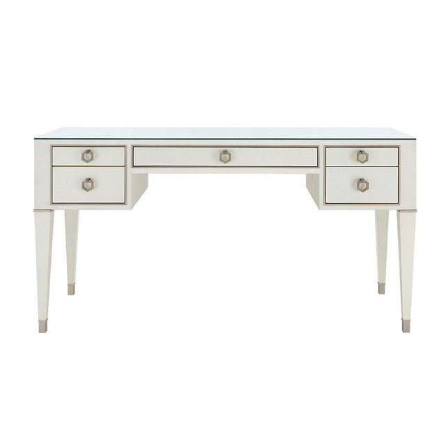Morris Desk with Glass Top-Sand White