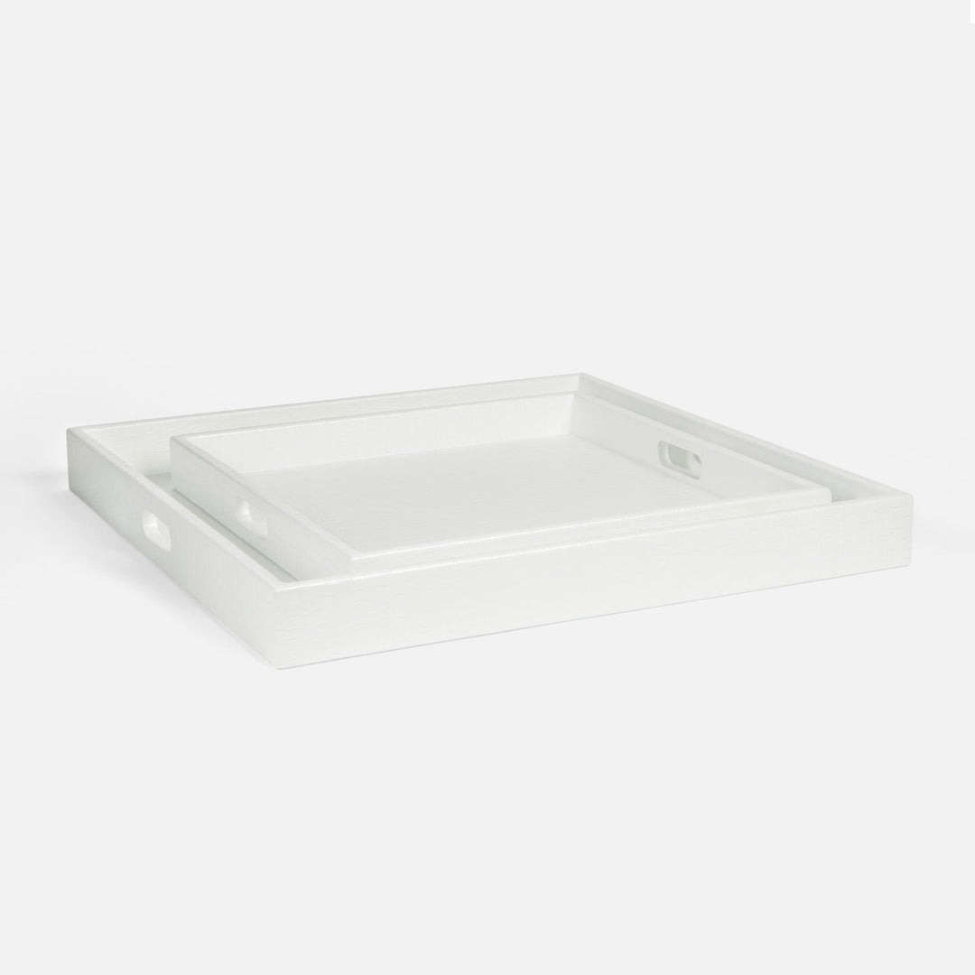 White Basketweave Faux Leather Tray